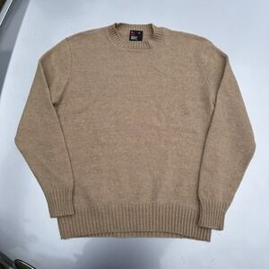 Vtg Robert Bruce Wool Union Made Knit Sweater Beige XL Mens 80s